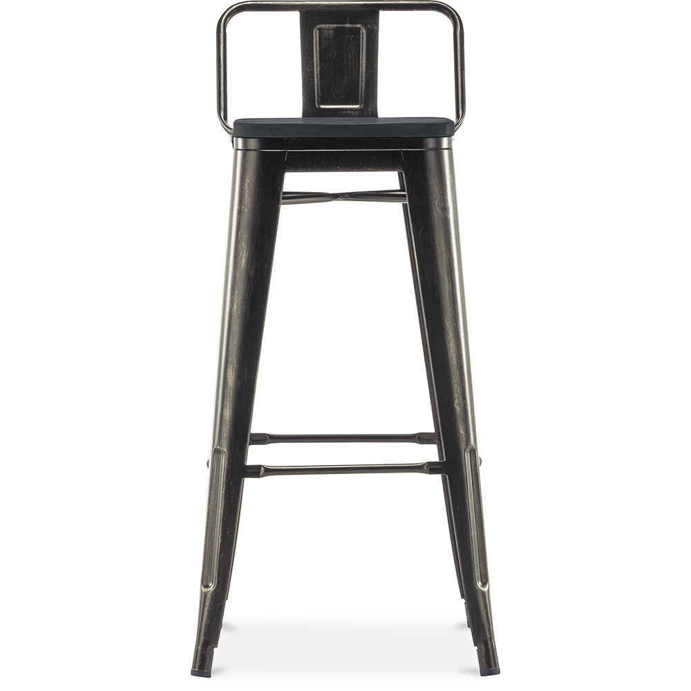 Bistrot Metalix Barhocker mit kleiner Rückenlehne - Metall und dunkles Holz - 76 cm