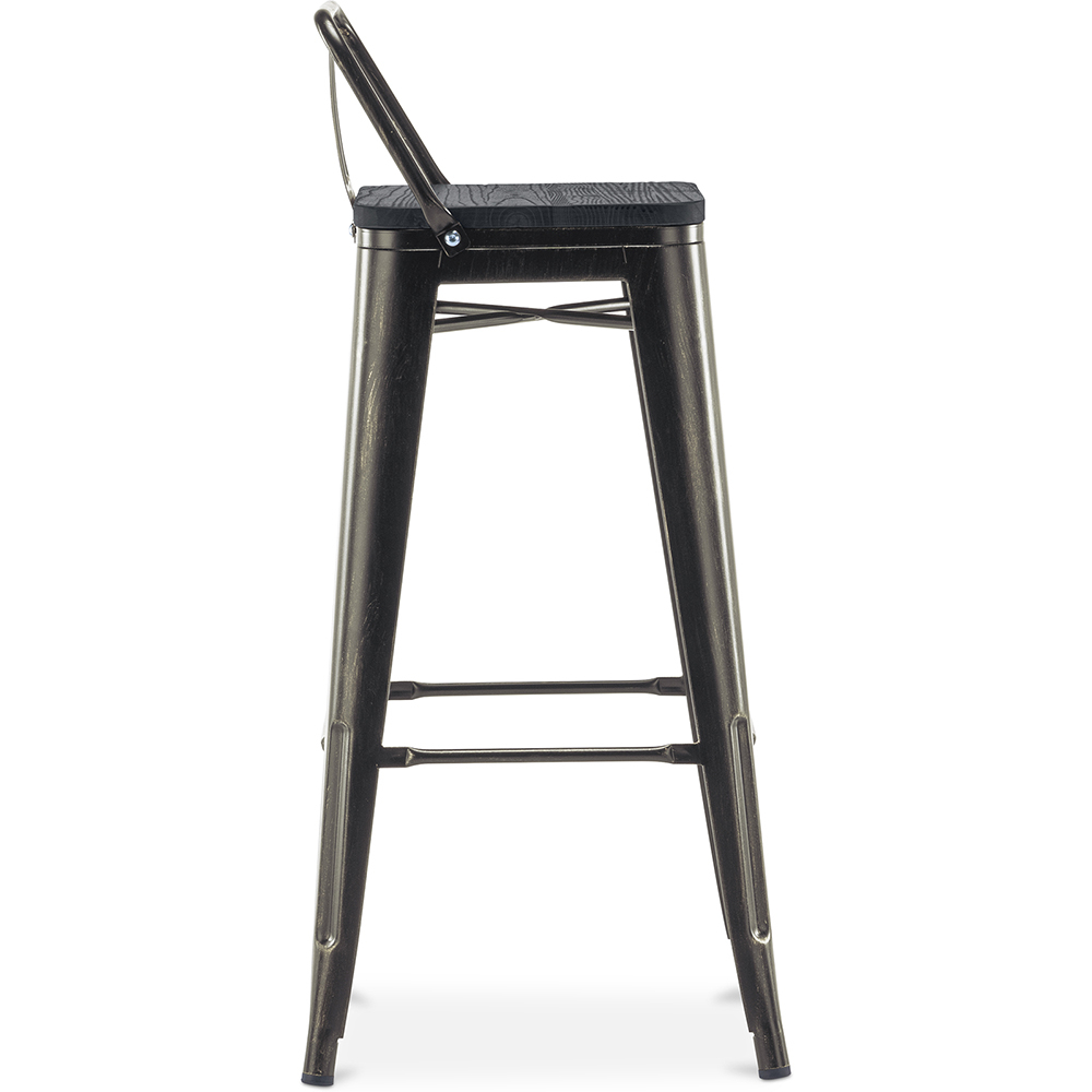 Bistrot Metalix Barhocker mit kleiner Rückenlehne - Metall und dunkles Holz - 76 cm