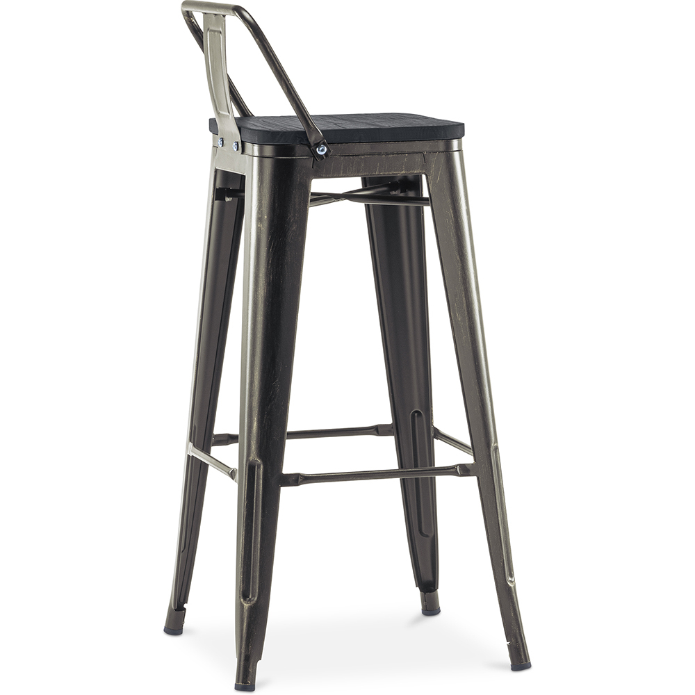 Bistrot Metalix Barhocker mit kleiner Rückenlehne - Metall und dunkles Holz - 76 cm