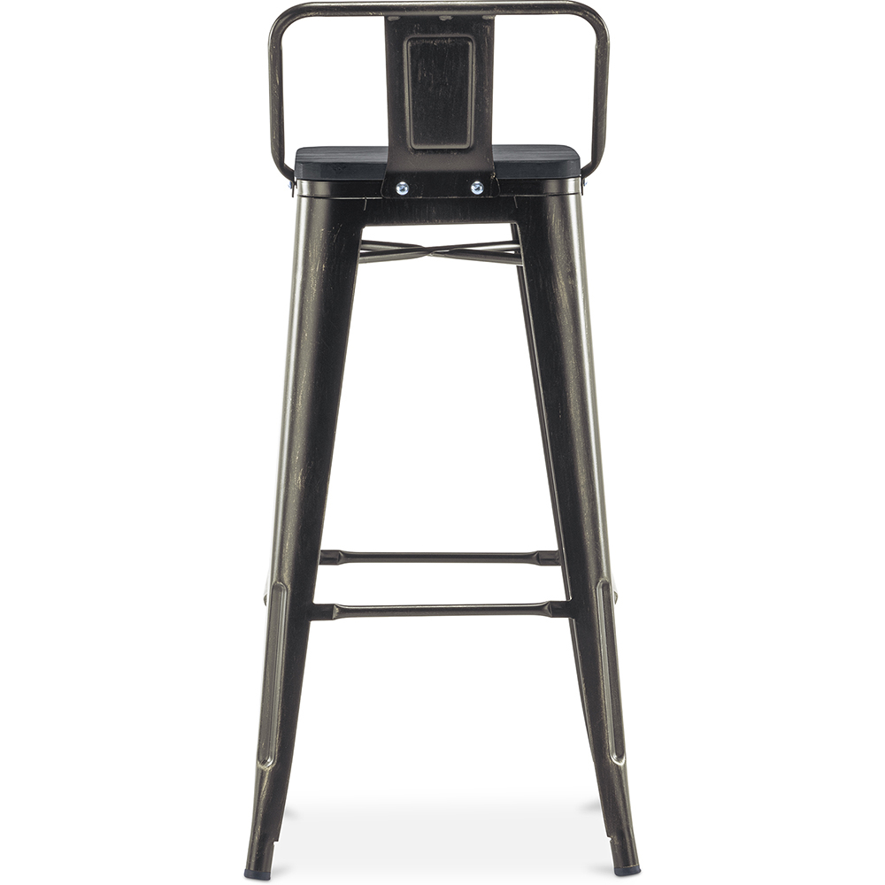 Bistrot Metalix Barhocker mit kleiner Rückenlehne - Metall und dunkles Holz - 76 cm