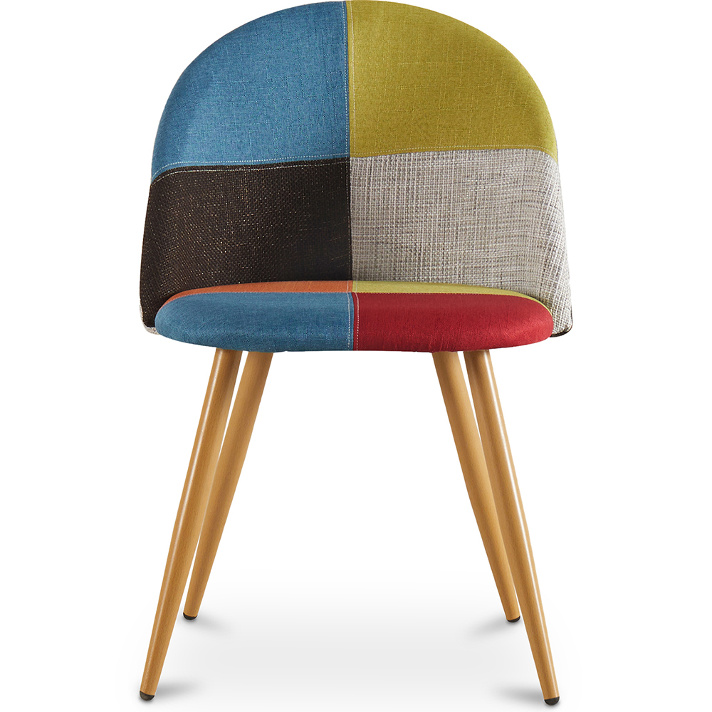 Esszimmerstuhl Patchwork gepolstert im Scandi Retro Design mit dunklen Holzbeinen - Bennett Fiona