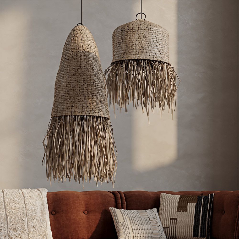 Hängelampe Boho Bali Design natürliches Rattan - Hiue
