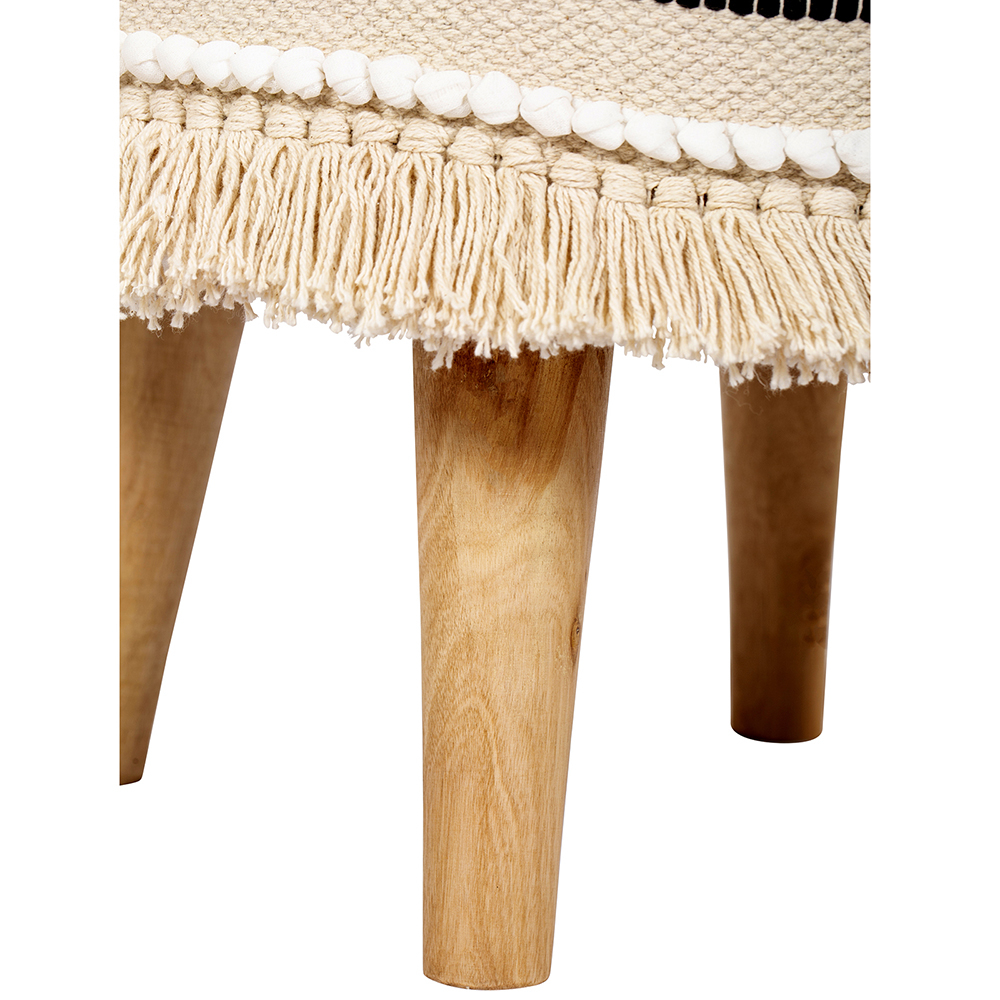 Hocker aus Holz und gestrickte Baumwolle im Boho Bali Stil - Jessie Bali