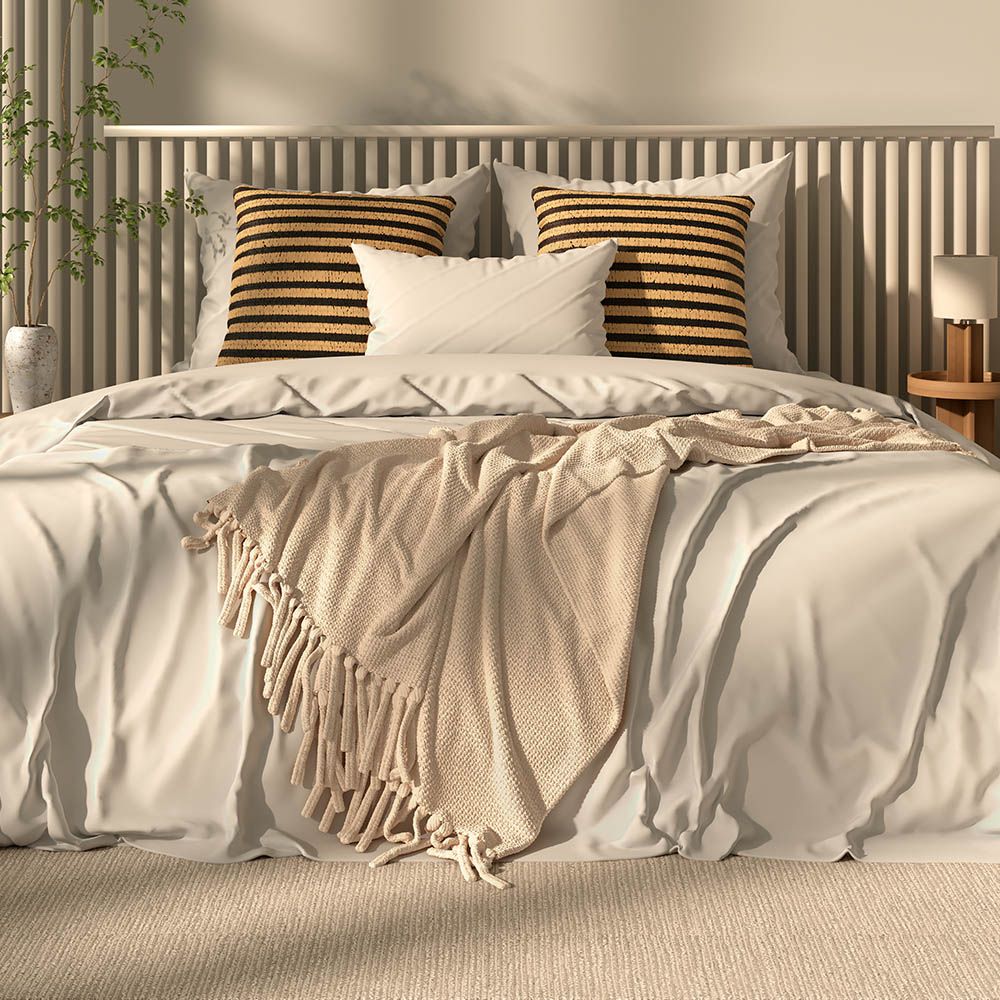 Papierbast kissen im Boho Bali-Stil, quadratisch bezug - füllung - Chelsea