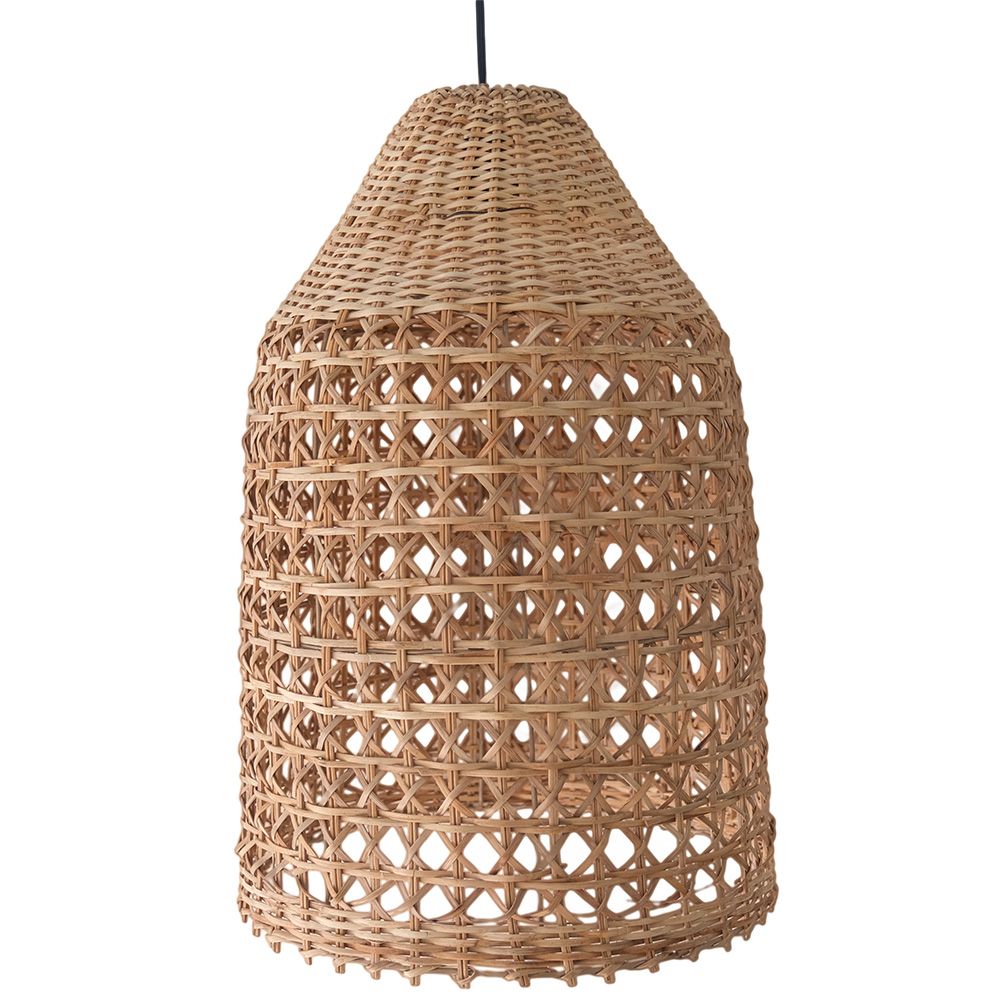 Rattan Pendelleuchte im Boho Bali Stil - Grau