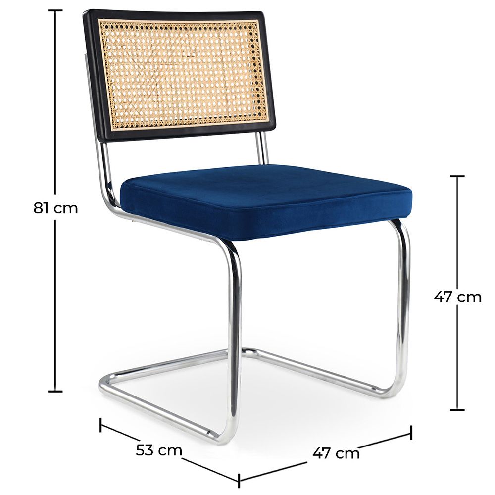 Esszimmergruppe Holztisch (200 cm) im Industriedesign & 8 Esszimmerstühle aus natürlichem Rattan mit Samtbezug – Jenka